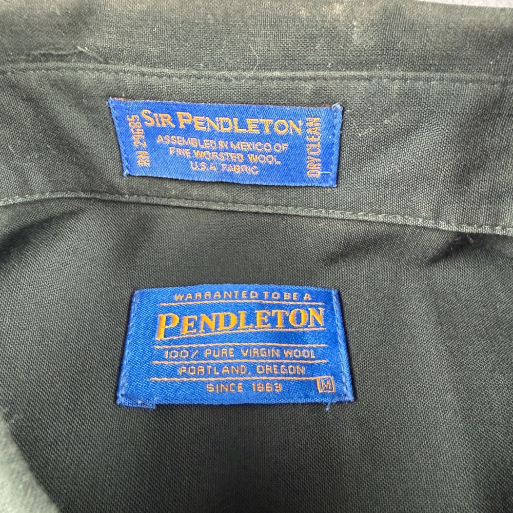 Vintage Sir Pendleton Shirt Mens M Green Button Down Virgin Worsted Wool Flannel - Picture 4 of 8